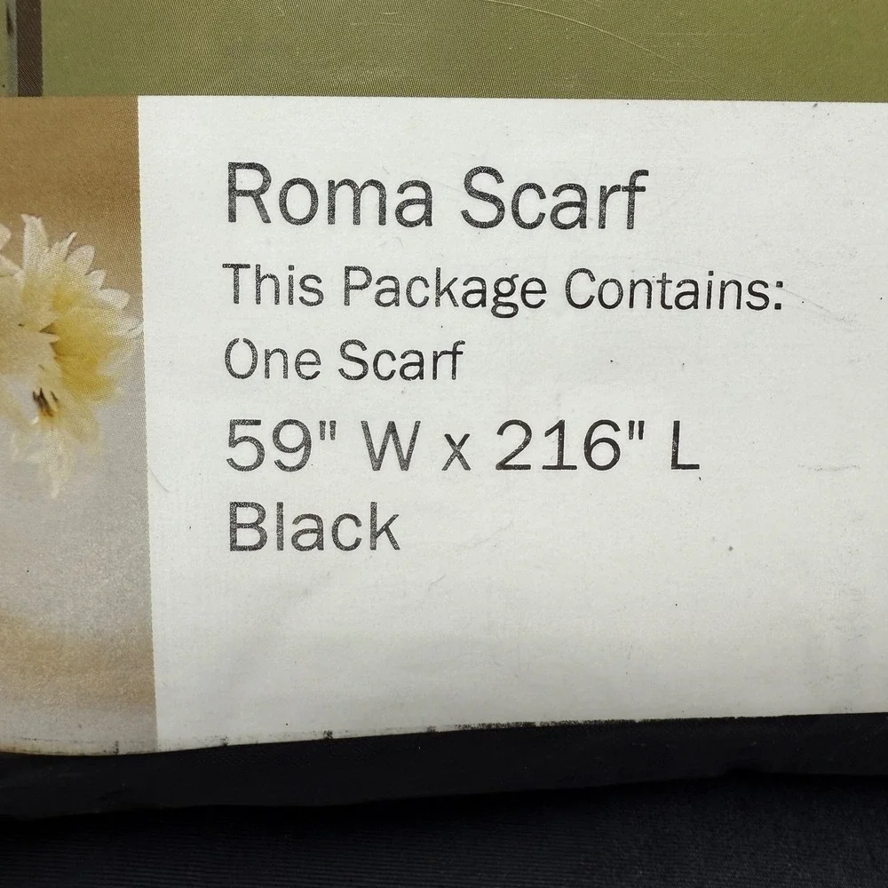 S. Lichtenberg Roma Black Sheer Voile Window Scarf Valance 59 x 216 Curtain New